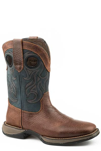 'Roper' Men's 11" Wilder Embroidered Square Toe - Brown / Navy 3 'Roper' Men's 11" Wilder Embroidered Square Toe - Brown / Navy