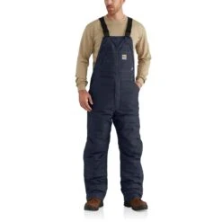 'Carhartt' Men's Fire Resistant Quick Duck Lined Bib Overall - Dark Navy