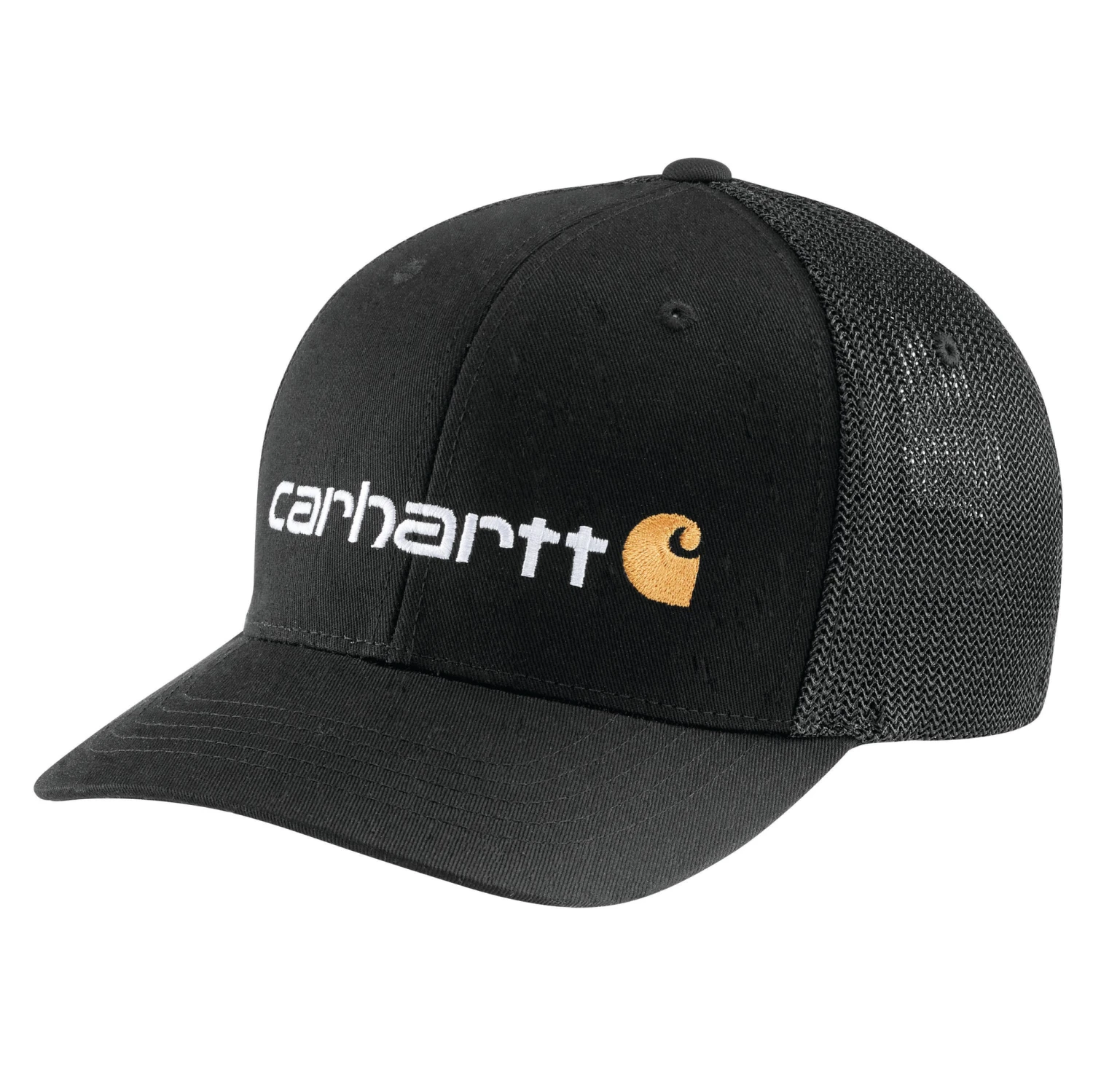 'Carhartt' Men's Rugged Flex Fitted Canvas Mesh-Back Logo Graphic Cap - Black 3 'Carhartt' Men's Rugged Flex Fitted Canvas Mesh-Back Logo Graphic Cap - Black