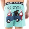 'Lazy One' Men's Gas Station Boxer - Aqua Blue