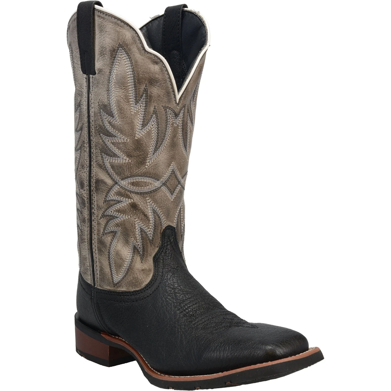 'Laredo' Men's 13" Isaac Western Square Toe - Black / Grey 3 'Laredo' Men's 13" Isaac Western Square Toe - Black / Grey