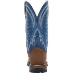 'Durango' Men's 12" Rebel Western Square Toe - Saddle Brown / Denim Blue -Outdoor Clothing Store DDB0429 back 1024x1024@2x