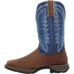 'Durango' Men's 12" Rebel Western Square Toe - Saddle Brown / Denim Blue -Outdoor Clothing Store DDB0429 instep profile 1024x1024@2x