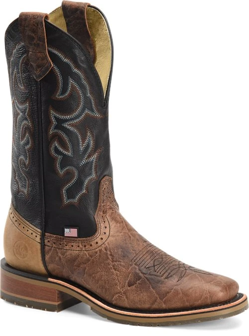 'Double H' Men's 12" Grissom SR Square Toe I.C.E. ™ Roper - Kenia Cognac / Summer Tan / Black 8 'Double H' Men's 12" Grissom SR Square Toe I.C.E. ™ Roper - Kenia Cognac / Summer Tan / Black - Image 6
