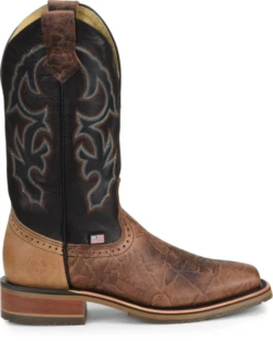 'Double H' Men's 12" Grissom SR Square Toe I.C.E. â„¢ Roper - Kenia Cognac / Summer Tan / Black