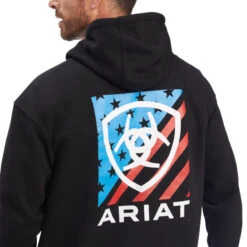 'Ariat' Men's Americana Block Hoodie - Black -Outdoor Clothing Store F22 MNS WEST 10041680 detail01 1024x1024@2x