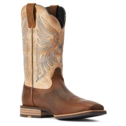 'Ariat' Men's 12" Everlite Blazin Western Square Toe - Whole Wheat / Sand Dollar -Outdoor Clothing Store F22 MNS WEST 10042436 medial 1024x1024@2x
