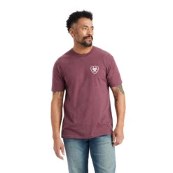 'Ariat' Men's Minimalist Tee - Burgundy Heather -Outdoor Clothing Store F22 MNS WEST 10042641 front 1024x1024@2x