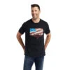 'Ariat' Men's Ariat Flagscape T-Shirt - Black -Outdoor Clothing Store F22 MNS WEST 10042776 front 1024x1024@2x