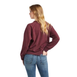 'Ariat' Women's Desert Ride Crewneck Sweatshirt - Maroon Banner -Outdoor Clothing Store F22 WMS WEST 10042311 back 1024x1024@2x