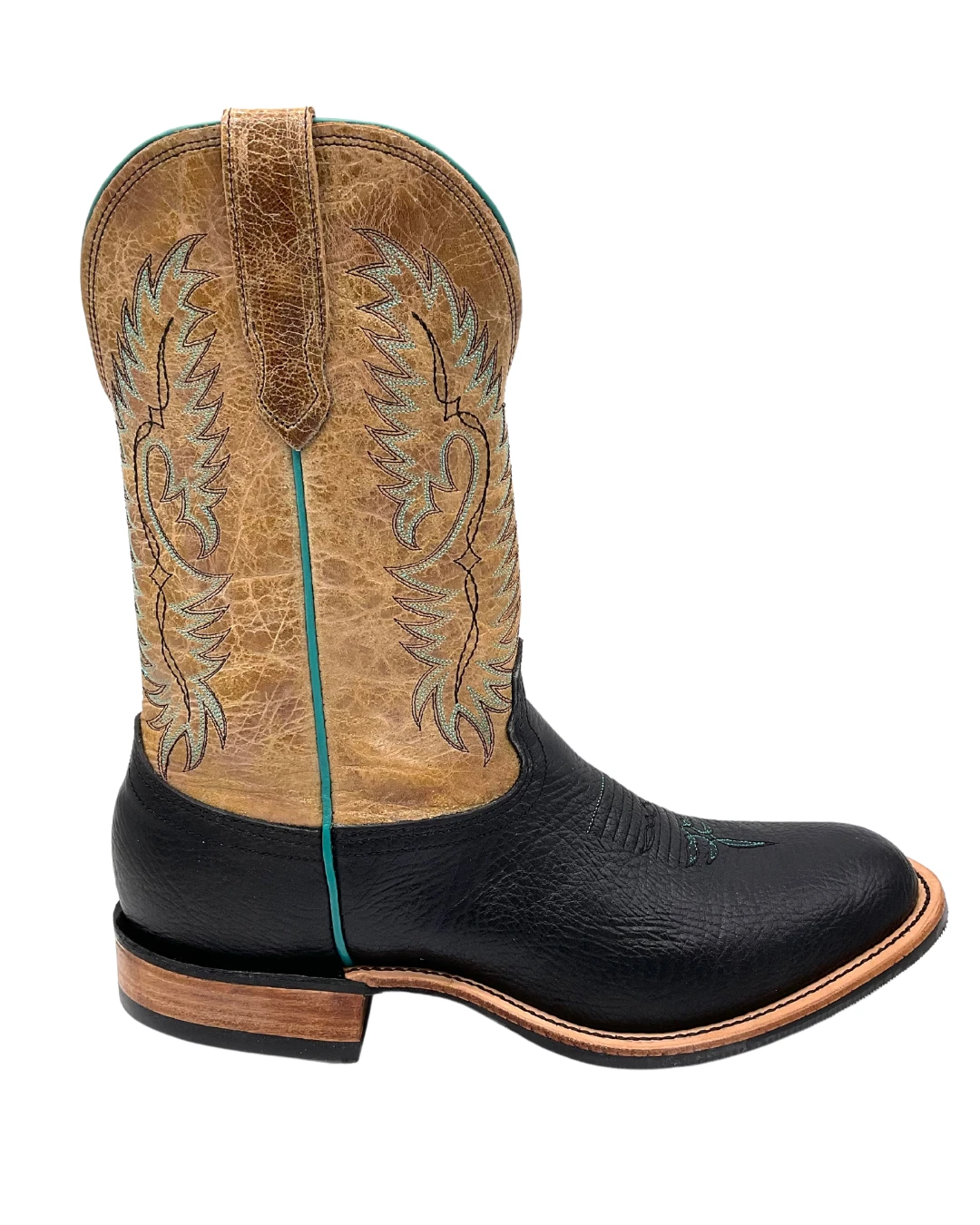 'Fenoglio' Men's 12" Bull Hide Western Round Toe - Black / Tan 3 'Fenoglio' Men's 12" Bull Hide Western Round Toe - Black / Tan