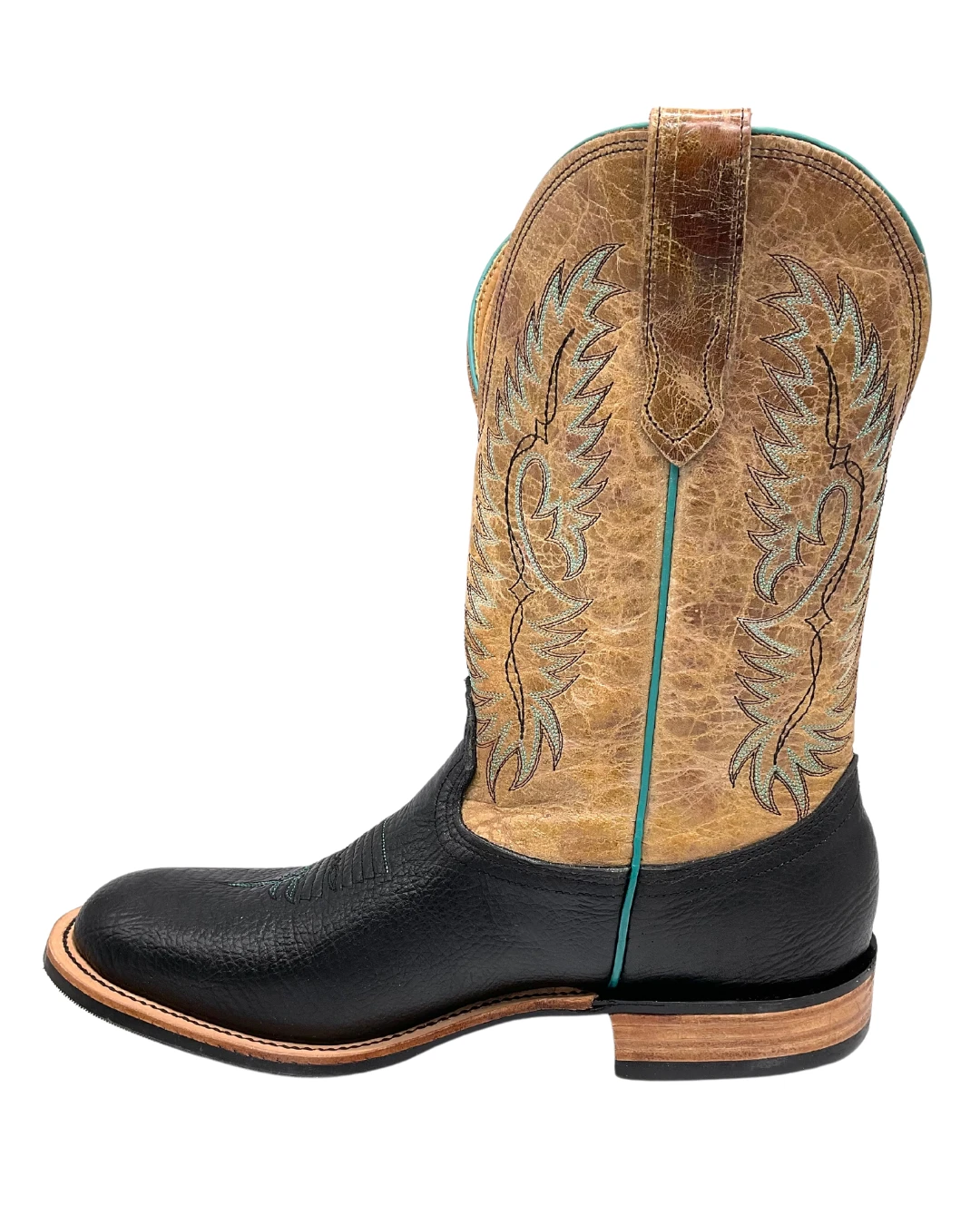 'Fenoglio' Men's 12" Bull Hide Western Round Toe - Black / Tan 8 'Fenoglio' Men's 12" Bull Hide Western Round Toe - Black / Tan - Image 6