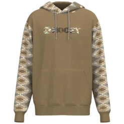 'Hooey' Men's "Lock-Up" Aztec Pattern Hoody - Tan / Cream