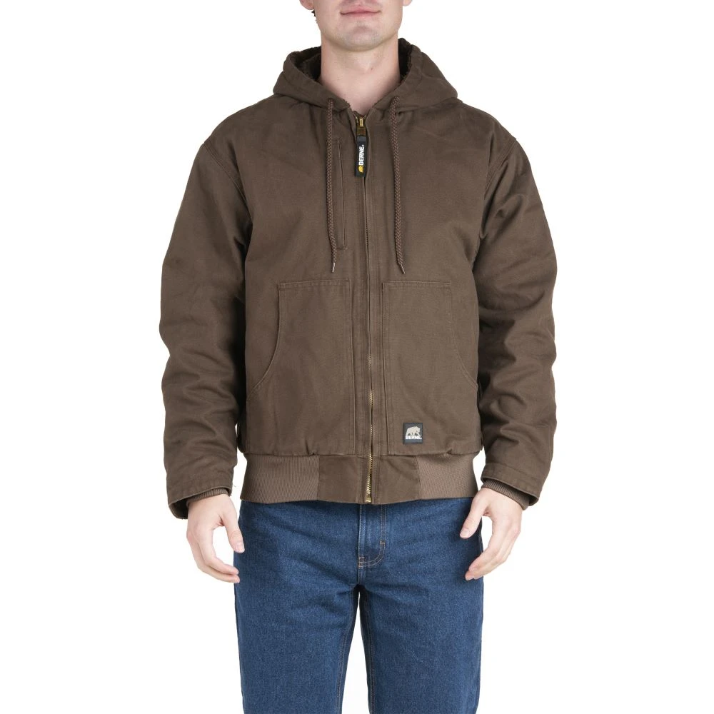 'Berne' Men's Flex180 Washed Hooded Jacket - Bark 3 'Berne' Men's Flex180 Washed Hooded Jacket - Bark