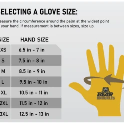 'Bear Knuckles' Double Wedge™ Heavy Duty Cowhide Driver Glove - Yellow -Outdoor Clothing Store Hand chart D351 D451 D357 D409 D373 D395484 600x600 1024x1024@2x