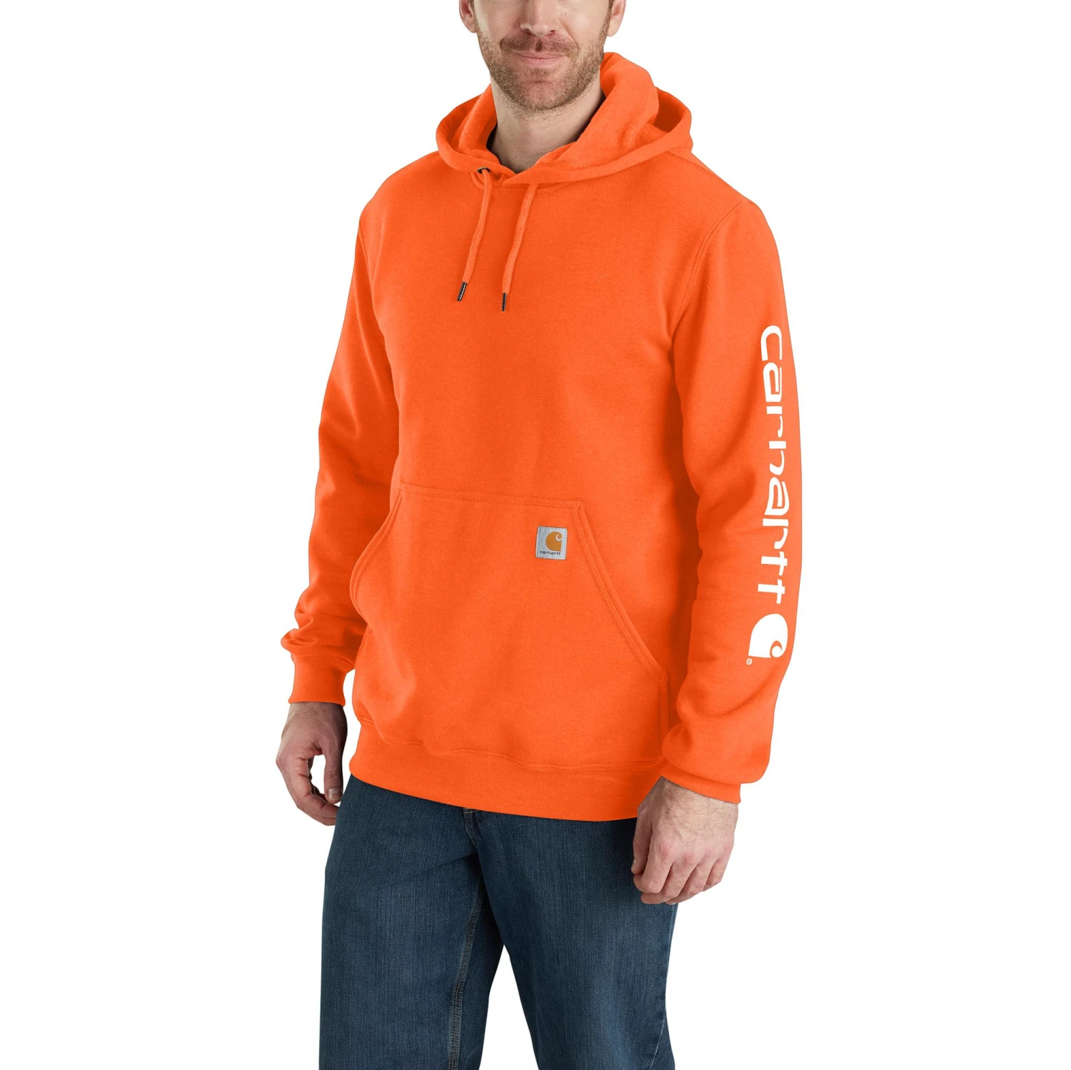 'Carhartt' Men's Midweight Logo Hoodie - Brite Orange 3 'Carhartt' Men's Midweight Logo Hoodie - Brite Orange