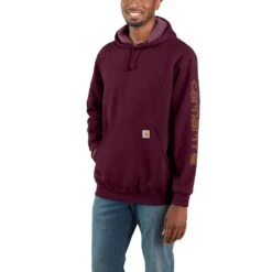 'Carhartt' Men's Midweight Logo Sleeve Hoodie - Port