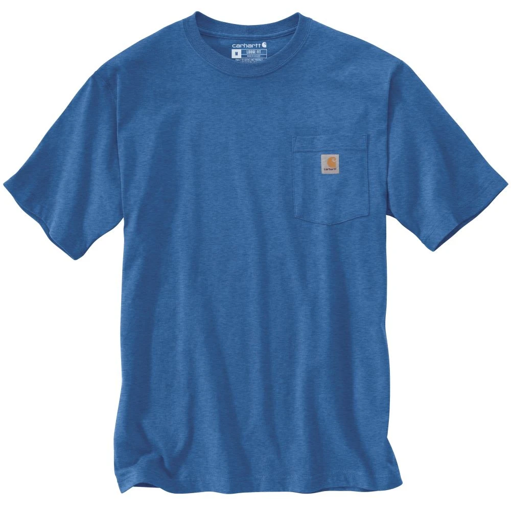 'Carhartt' Men's Loose Fit Heavyweight Pocket T-Shirt - Light Cobalt Heather 3 'Carhartt' Men's Loose Fit Heavyweight Pocket T-Shirt - Light Cobalt Heather