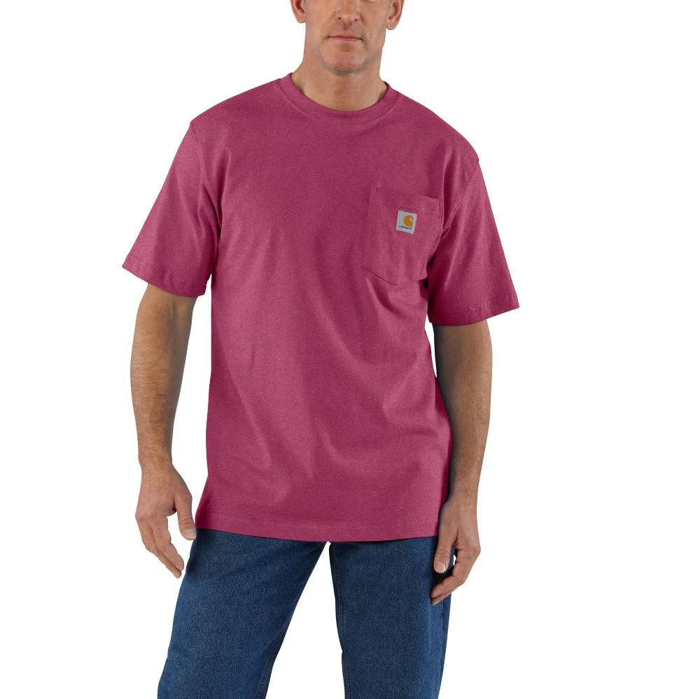 'Carhartt' Men's Loose Fit Heavyweight Pocket T-Shirt - Beet Red Heather 3 'Carhartt' Men's Loose Fit Heavyweight Pocket T-Shirt - Beet Red Heather