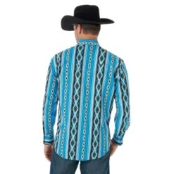 'Wrangler' Men's Checotah Print Western Snap Front - Blue / Black 8 'Wrangler' Men's Checotah Print Western Snap Front - Blue / Black -Outdoor Clothing Store MC1285M BB01 SWFF PRD 1024x1024@2x
