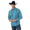 'Wrangler' Men's Checotah Print Western Snap Front - Blue / Black -Outdoor Clothing Store MC1285M BF01 SWFF PRD 1024x1024@2x