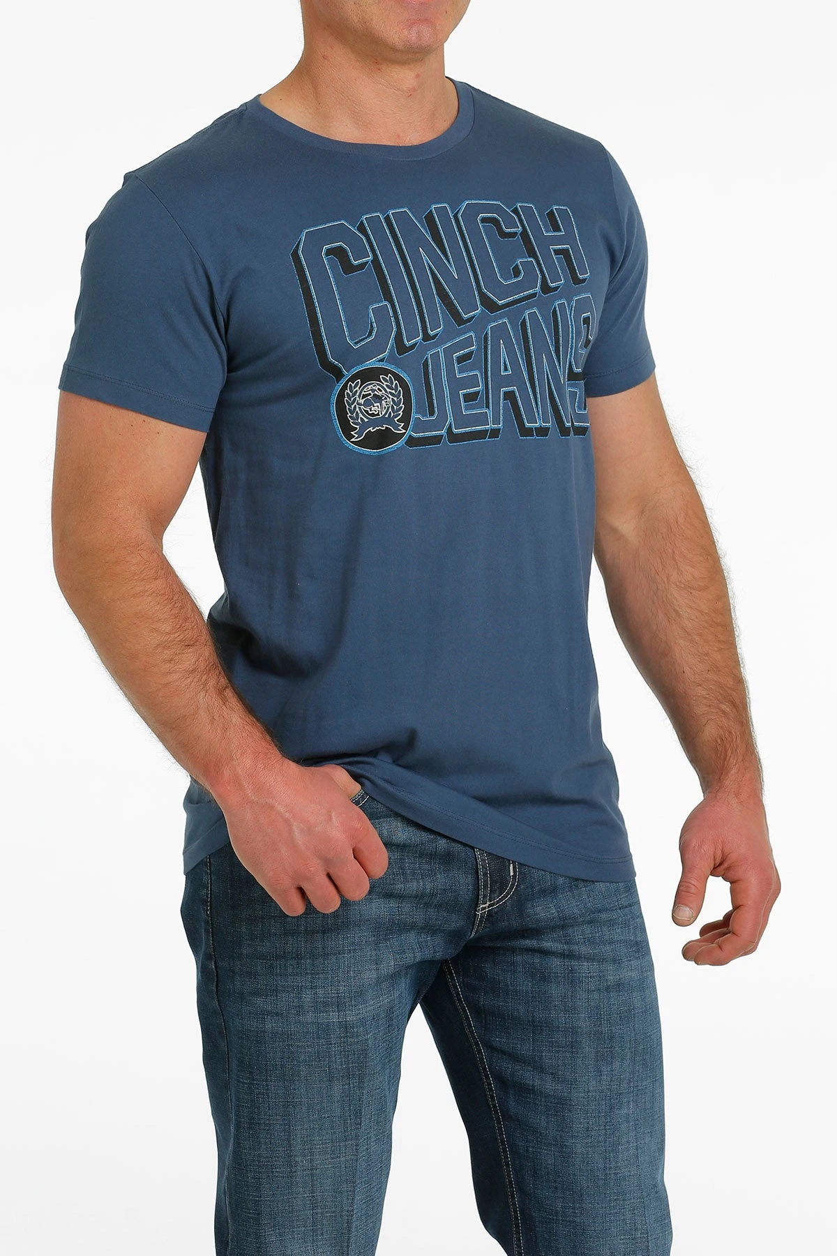 'Cinch' Men's Screen Print T Shirt - Heather Light Blue 3 'Cinch' Men's Screen Print T Shirt - Heather Light Blue