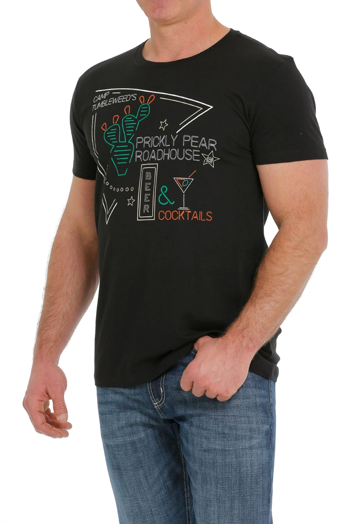'Cinch' Men's Prickly Pear Crew T-Shirt - Black 3 'Cinch' Men's Prickly Pear Crew T-Shirt - Black