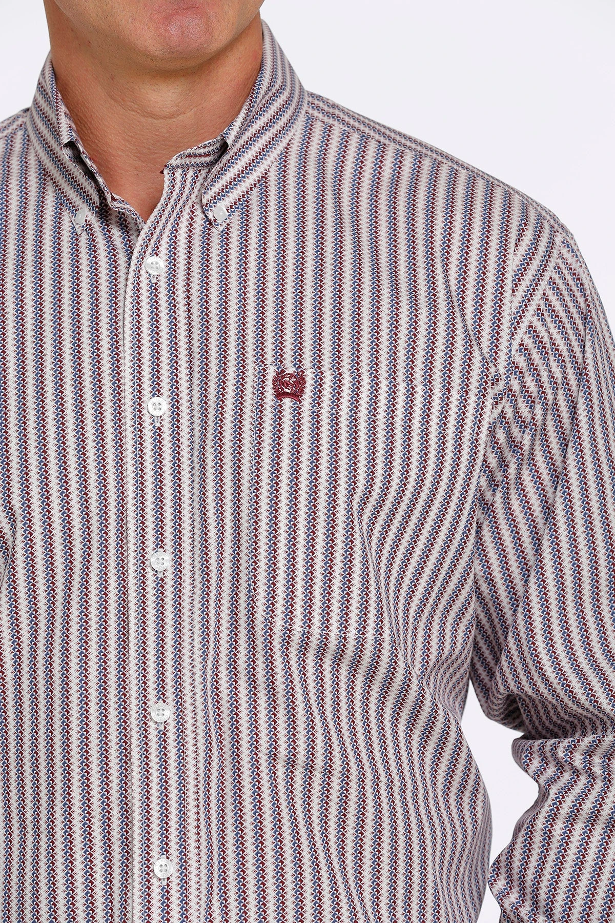 'Cinch' Men's Geo Stripe Classic Fit Button Down - White 4 'Cinch' Men's Geo Stripe Classic Fit Button Down - White - Image 2