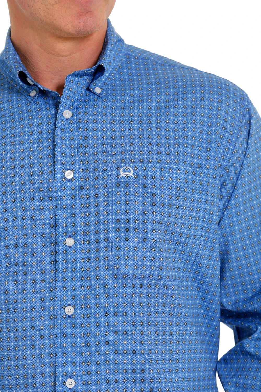 'Cinch' Men's ArenaFlex Print Classic Fit Button Down - Royal 4 'Cinch' Men's ArenaFlex Print Classic Fit Button Down - Royal - Image 2