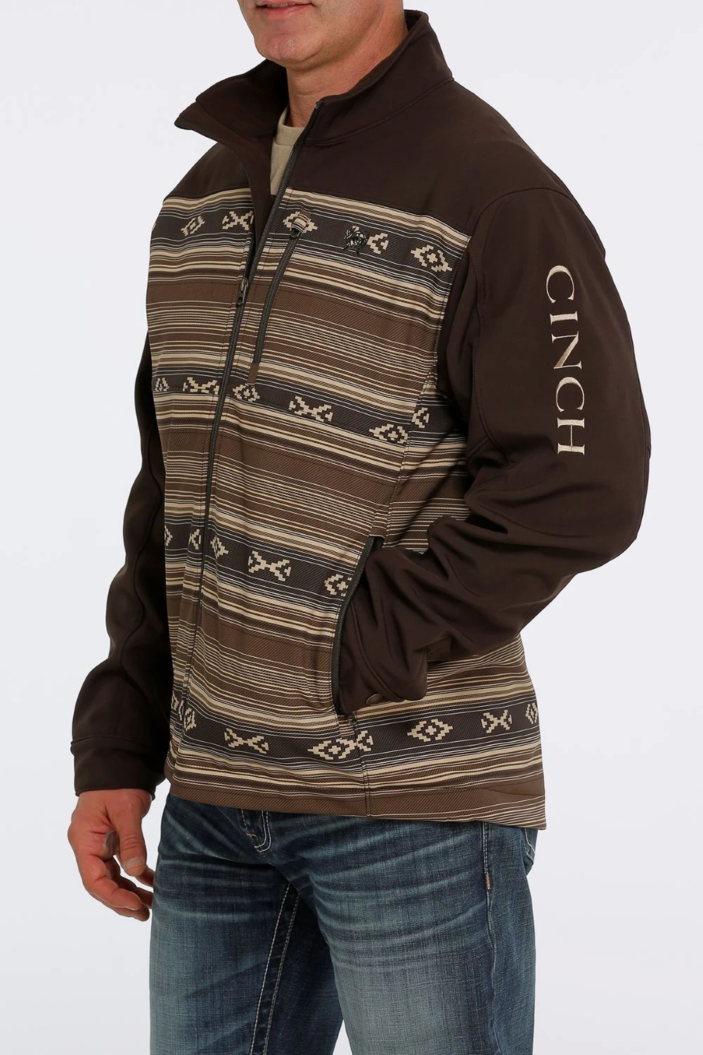 'Cinch' Men's Bonded Jacket - Brown Aztec 3 'Cinch' Men's Bonded Jacket - Brown Aztec