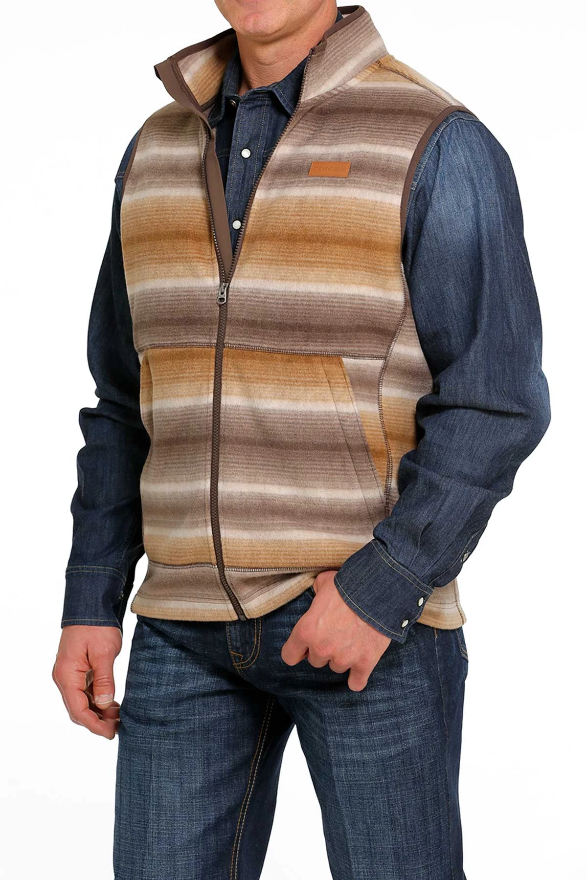 'Cinch' Men's Polar Fleece Vest - Brown 3 'Cinch' Men's Polar Fleece Vest - Brown