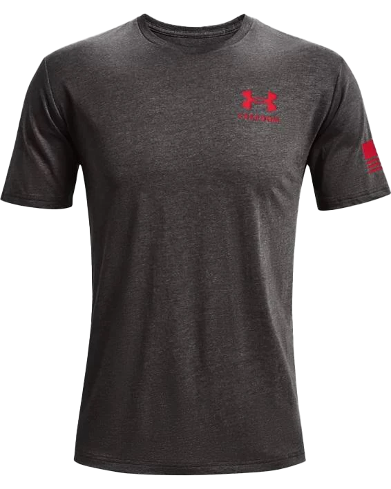 'Under Armour' Men's Freedom Flag T-Shirt - Charcoal Medium Heather / Red 5 'Under Armour' Men's Freedom Flag T-Shirt - Charcoal Medium Heather / Red - Image 3