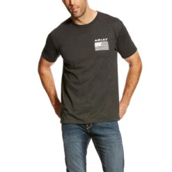 'Ariat' Men's Freedom Tee - Charcoal Heather -Outdoor Clothing Store S18 MNS WEST 10025209 front 1024x1024@2x