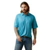 'Ariat' Men's All Over Print Polo - Peacock Blue -Outdoor Clothing Store S23 MNS WEST 10043337 front 1024x1024@2x