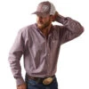 'Ariat' Men's Solid Slub Classic Fit Button Down - Wine Club