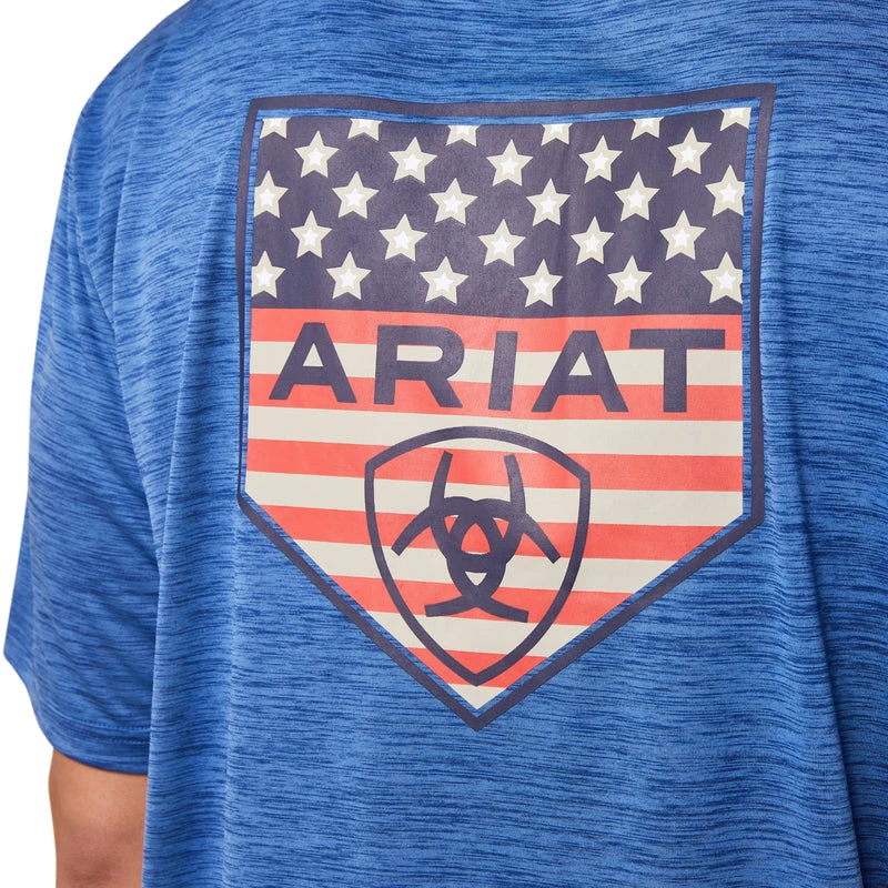 'Ariat' Men's Charger Ariat Proud Shield T-Shirt - Monaco Blue 4 'Ariat' Men's Charger Ariat Proud Shield T-Shirt - Monaco Blue - Image 2
