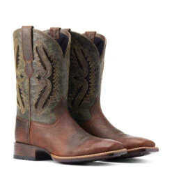 'Ariat' Men's 11" Rowder VentTEK 360° Western Square Toe - Rust / Forest Green -Outdoor Clothing Store S23 MNS WEST 10044478 pair 1024x1024@2x