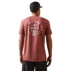 'Ariat' Men's Land Of The Free T-Shirt - Red Clay Heather -Outdoor Clothing Store S23 MNS WEST 10044744 back 1024x1024@2x