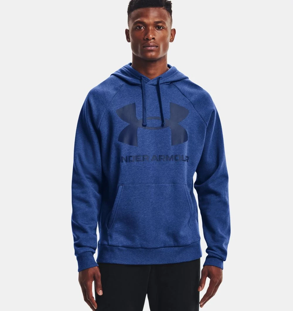 'Under Armour' Men's Rival Fleece Big Logo Hoodie - Tech Blue Light Heather / Indigo 3 'Under Armour' Men's Rival Fleece Big Logo Hoodie - Tech Blue Light Heather / Indigo