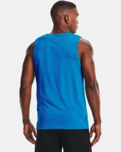 'Under Armour' Men's Rush™ Seamless Sleeveless T-Shirt - Blue Circuit / Black -Outdoor Clothing Store V5 1361129 436 BC 1024x1024@2x
