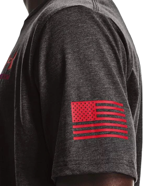 'Under Armour' Men's Freedom Flag T-Shirt - Charcoal Medium Heather / Red 4 'Under Armour' Men's Freedom Flag T-Shirt - Charcoal Medium Heather / Red - Image 2