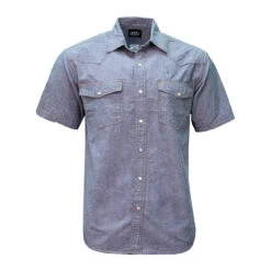 'Key' Men's Chambray Western Snap Front - Blue Chambray