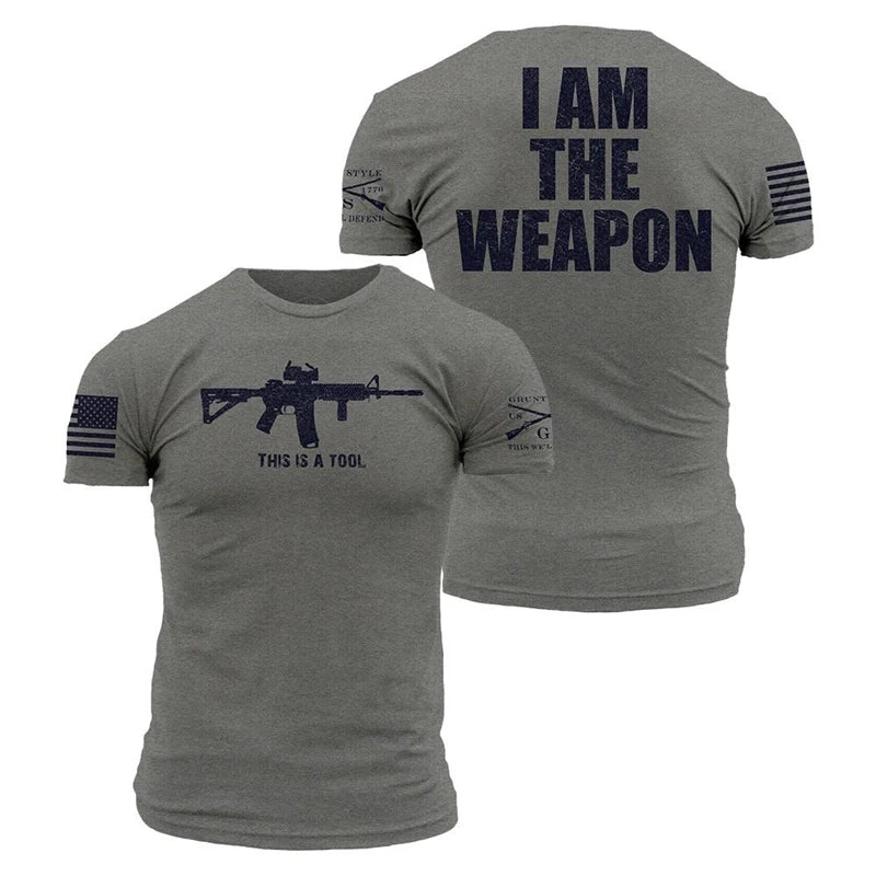 'Grunt Style' Men's I Am The Weapon Tee - Grey 3 'Grunt Style' Men's I Am The Weapon Tee - Grey