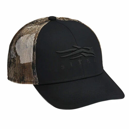 'Sitka' Men's Icon Mid Profile Trucker Cap - Black / Marsh 3 'Sitka' Men's Icon Mid Profile Trucker Cap - Black / Marsh
