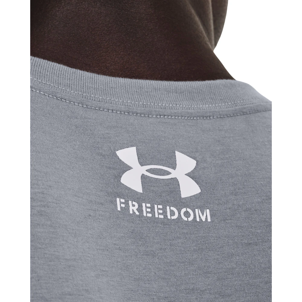 'Under Armour' Men's Freedom Hook T-Shirt - Steel / White 5 'Under Armour' Men's Freedom Hook T-Shirt - Steel / White - Image 3