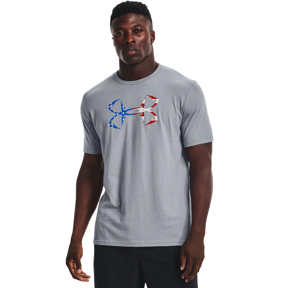 'Under Armour' Men's Freedom Hook T-Shirt - Steel / White 3 'Under Armour' Men's Freedom Hook T-Shirt - Steel / White