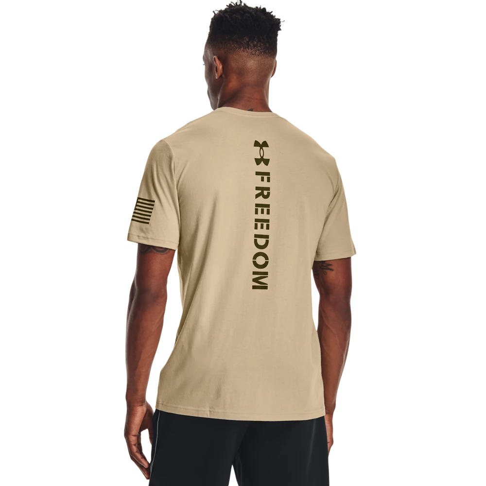 'Under Armour' Men's New Freedom Spine T-Shirt - Desert Sand 5 'Under Armour' Men's New Freedom Spine T-Shirt - Desert Sand - Image 3