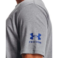 'Under Armour' Men's New Freedom BFL T-Shirt - Steel Light Heather / Royal -Outdoor Clothing Store s7.V5 1370824 035 SIDEDET 1024x1024@2x